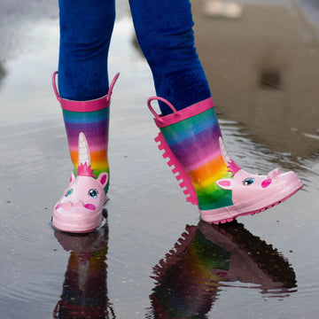 Bottes de pluie licorne rayures multicolores