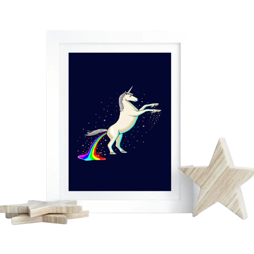 Affiche licorne caca arc-en-ciel