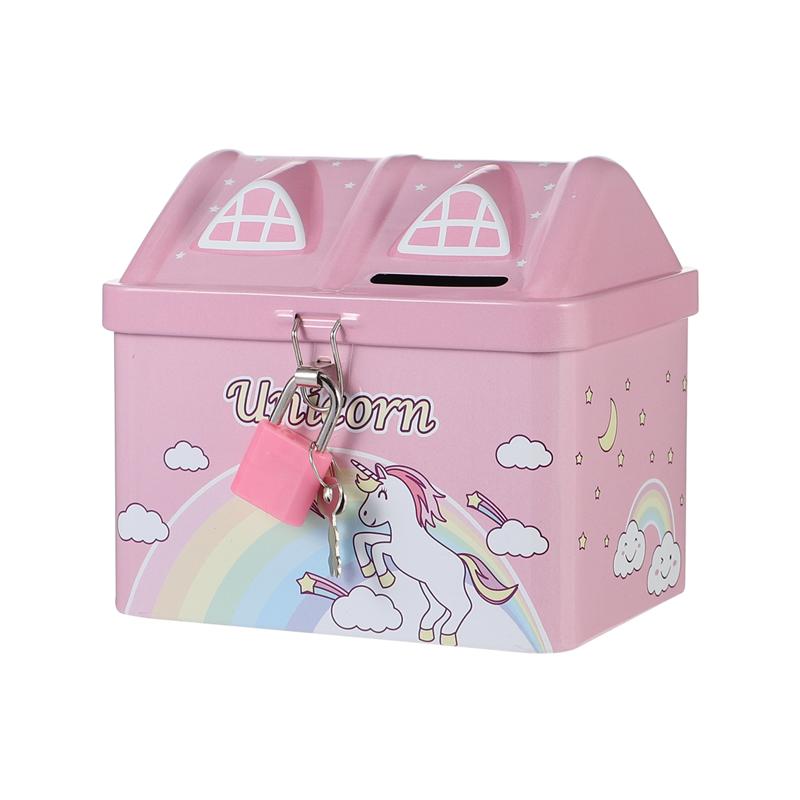 Tirelire maison motif licorne