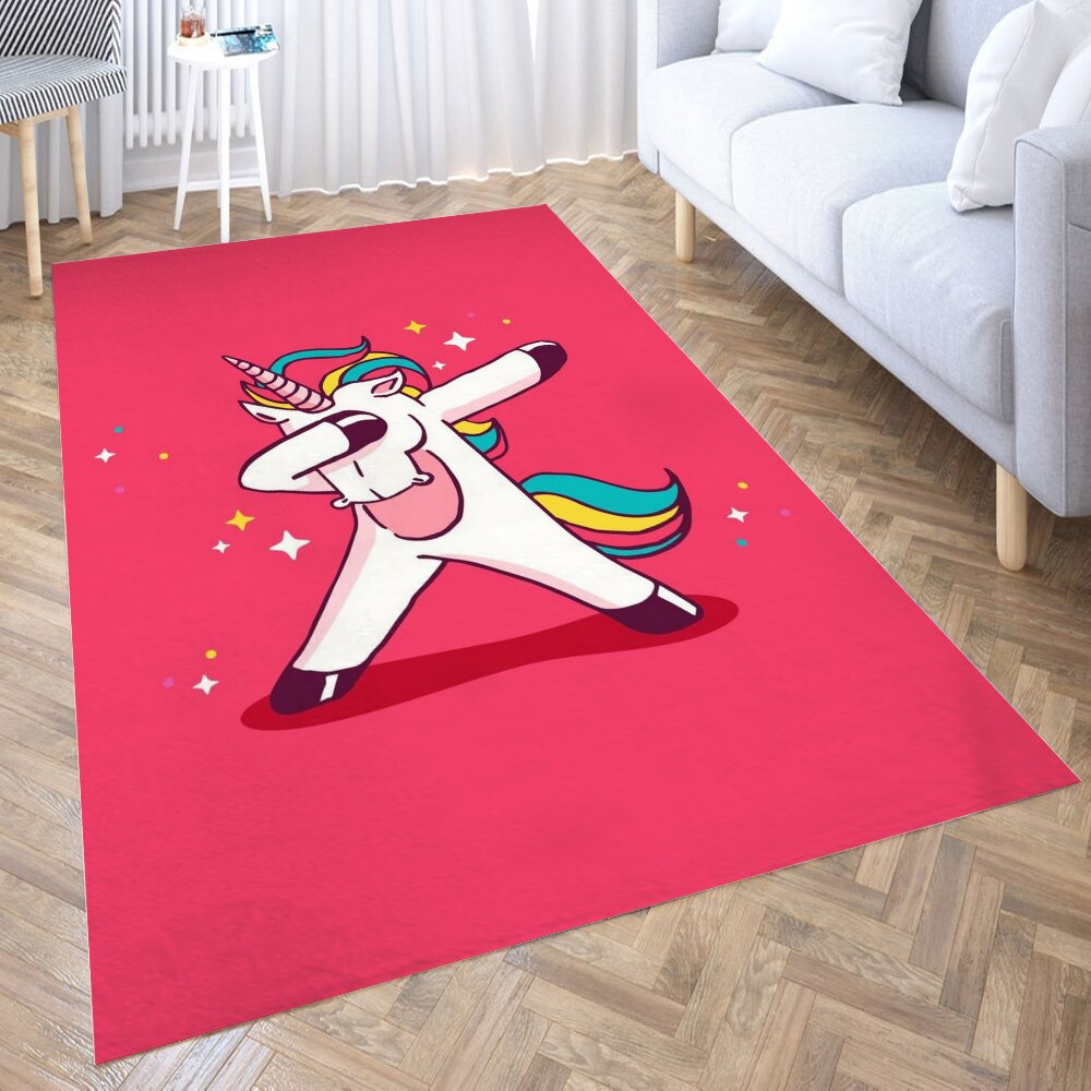 Tapis licorne qui dab fuchsia