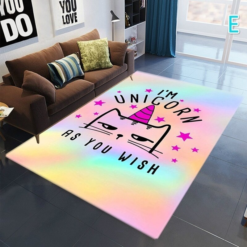 Tapis de chambre fluorescent licorne 