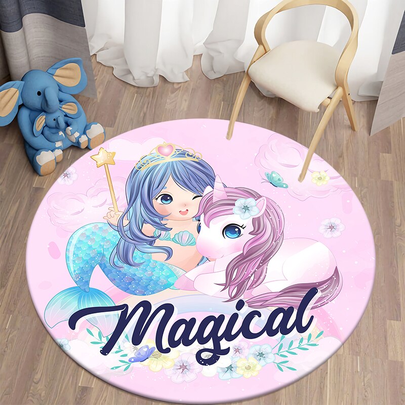 Tapis rond licorne