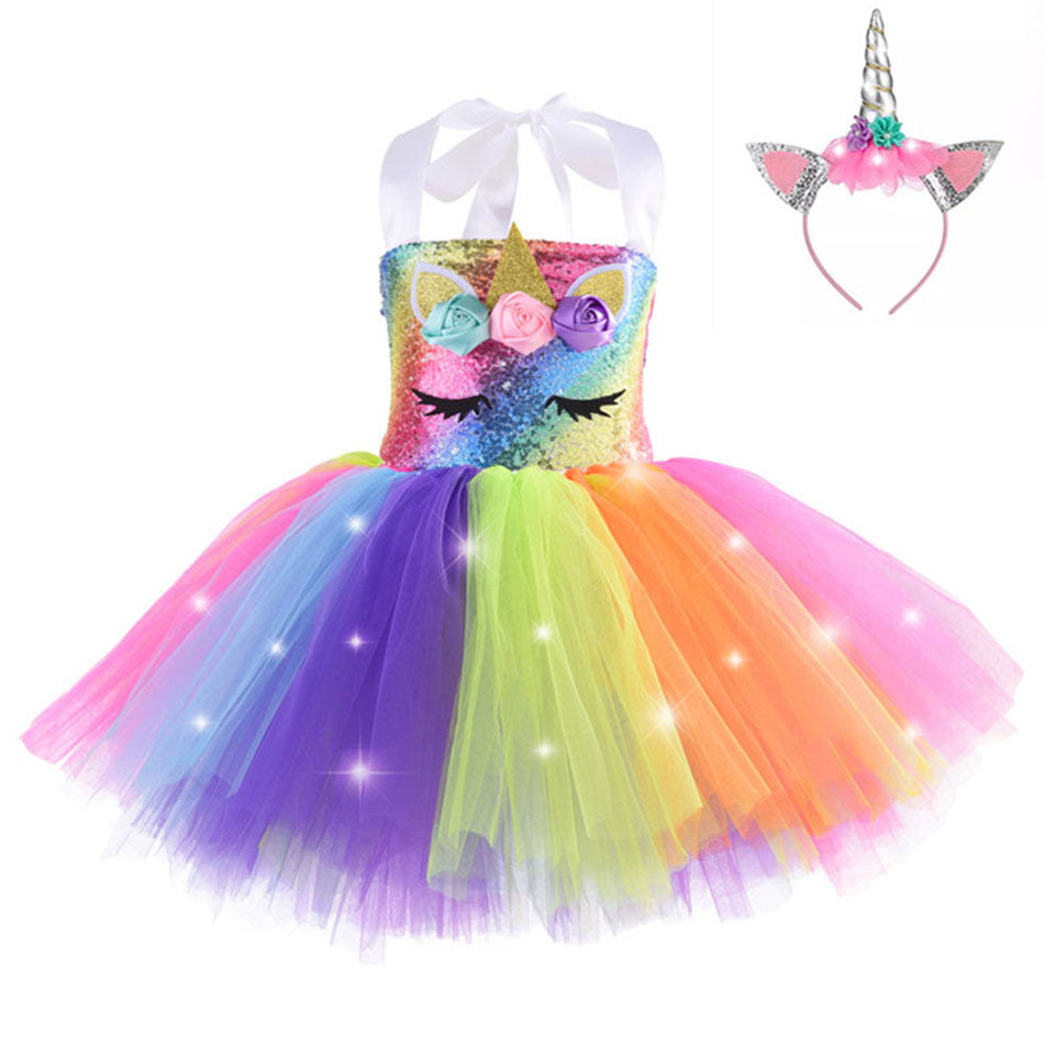 Robe déguisement licorne avec LED pour fille