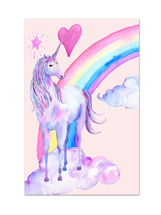 Peinture licorne arc-en-ciel sur toile