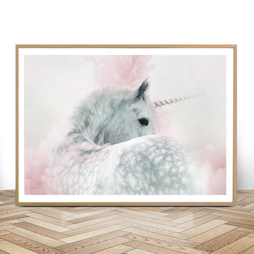 Tableau licorne fantaisie rose