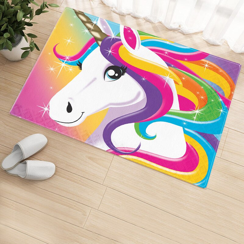 Tapis licorne motifs dessin animé multicolore