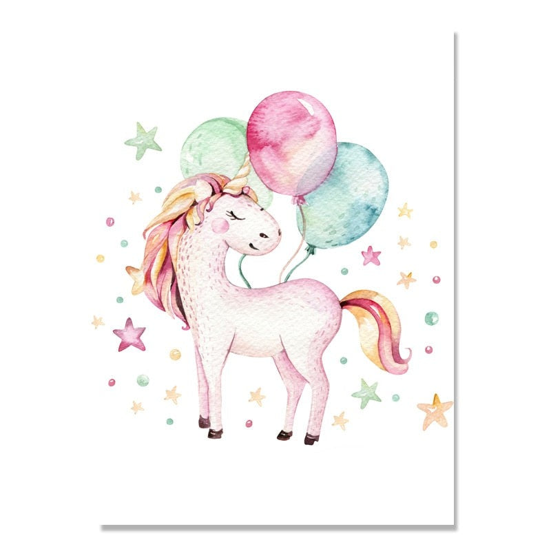 Poster mural licorne ballons