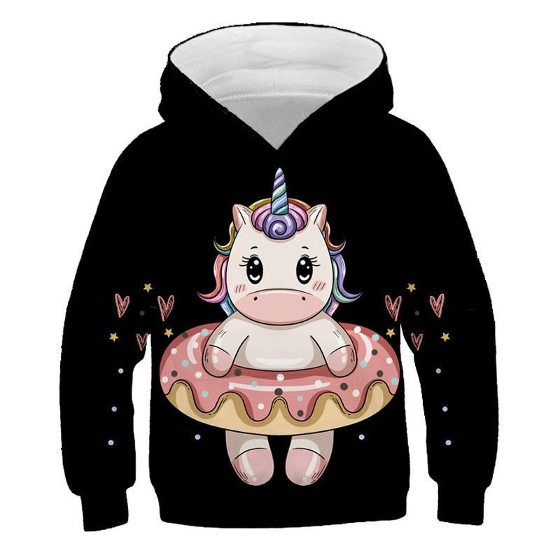 Sweat Licorne à Capuche Noir