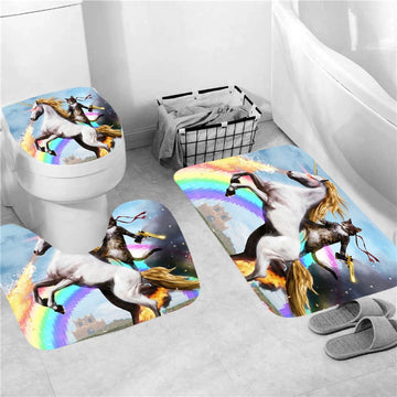 Ensemble tapis de bain toilette licorne