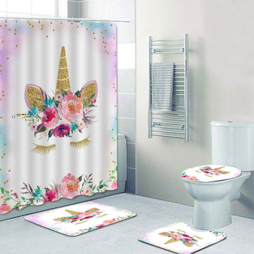 Tapis salle de bain antidérapant licorne Kawaii