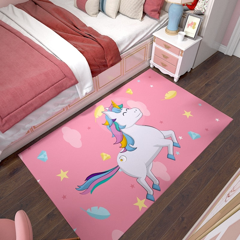 Tapis rose licorne pour fille