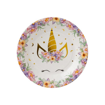 Assiette licorne à imprimé floral