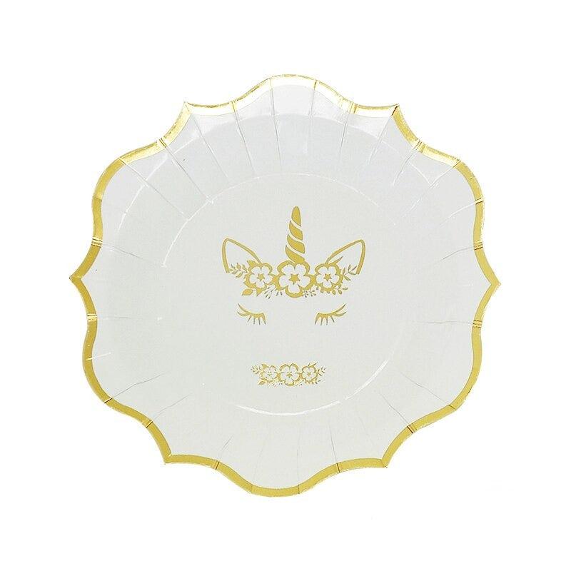 Assiette licorne bordure dorée
