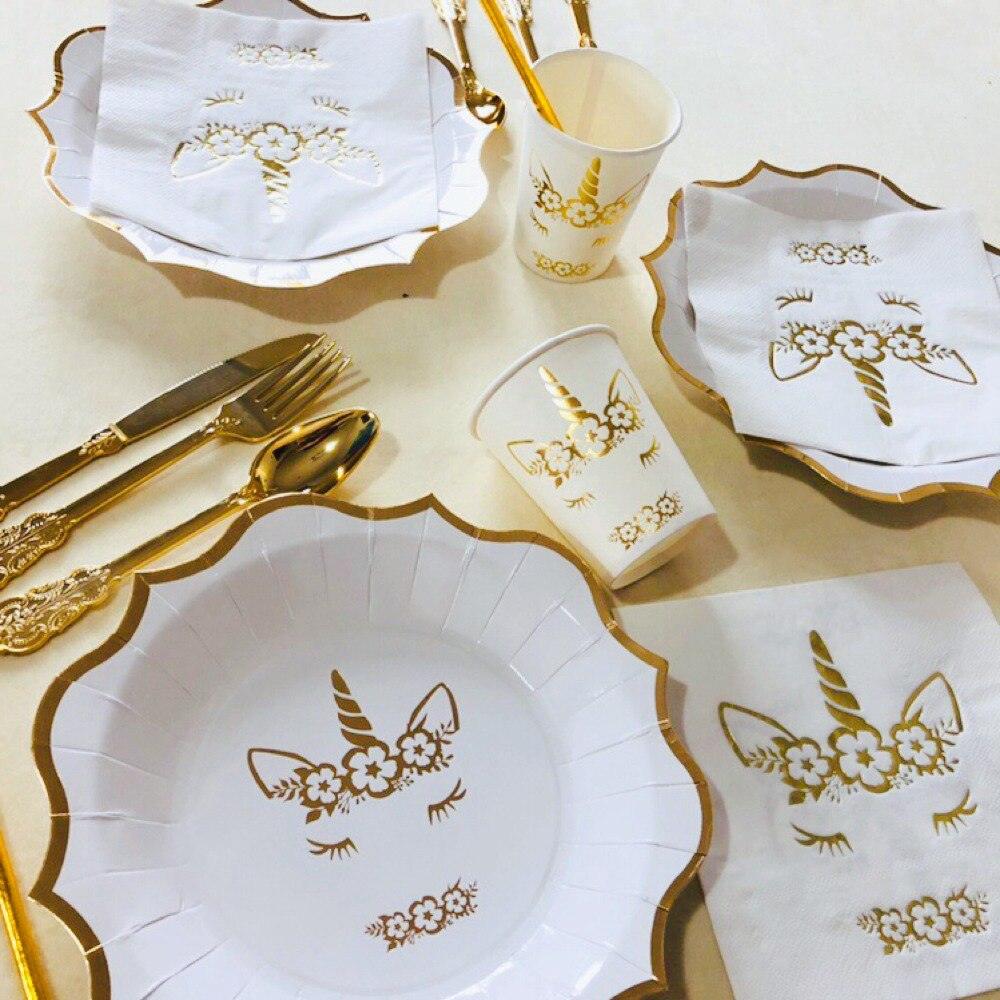 Assiettes licorne contour doré