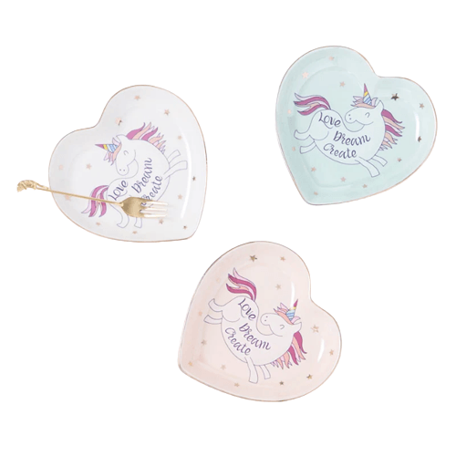 Assiette licorne coeur