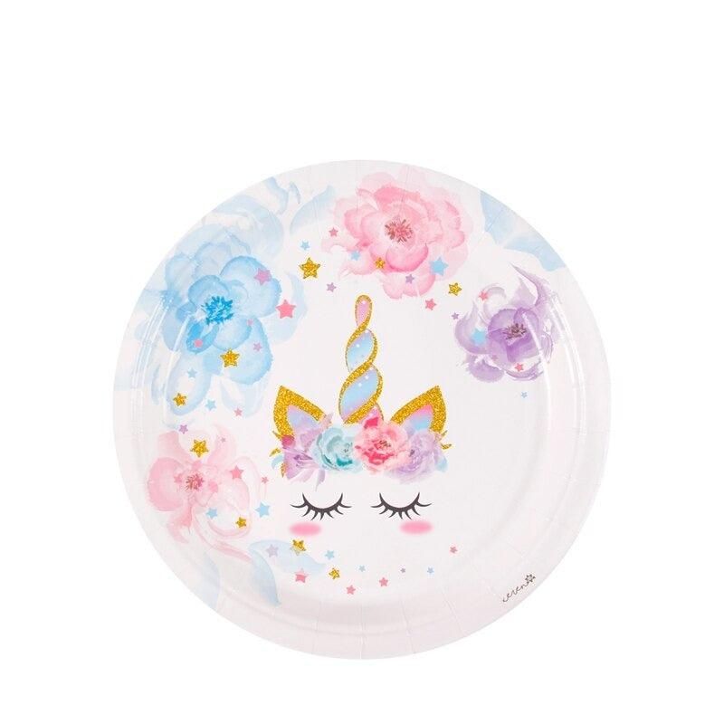 Assiette licorne décor floral - Licorne