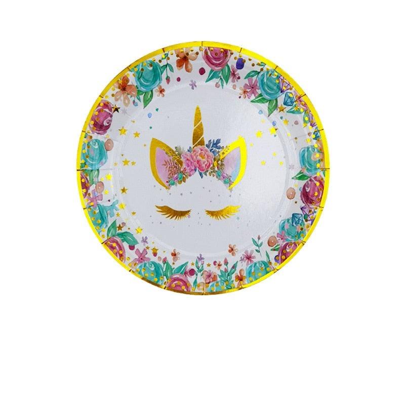 Assiette licorne fleurie