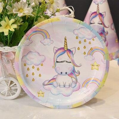 Assiette à jeter licorne couleur pastel