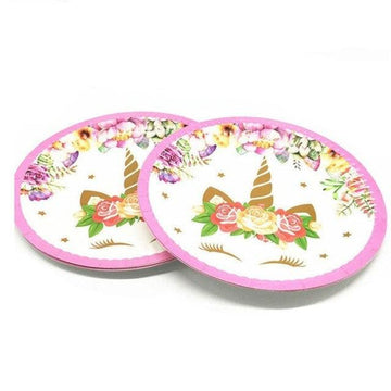 Assiettes licorne motif floral