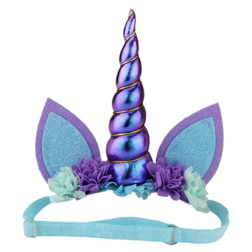 Bandeau ajustable licorne bleu