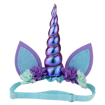 Bandeau ajustable licorne bleu
