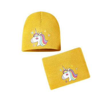 Bonnet Licorne Deux Pièces Pour Fille Jaune - Une Licorne