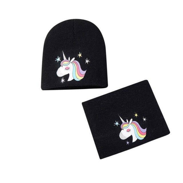 Bonnet Licorne Deux Pièces Pour Fille Noir - Une Licorne