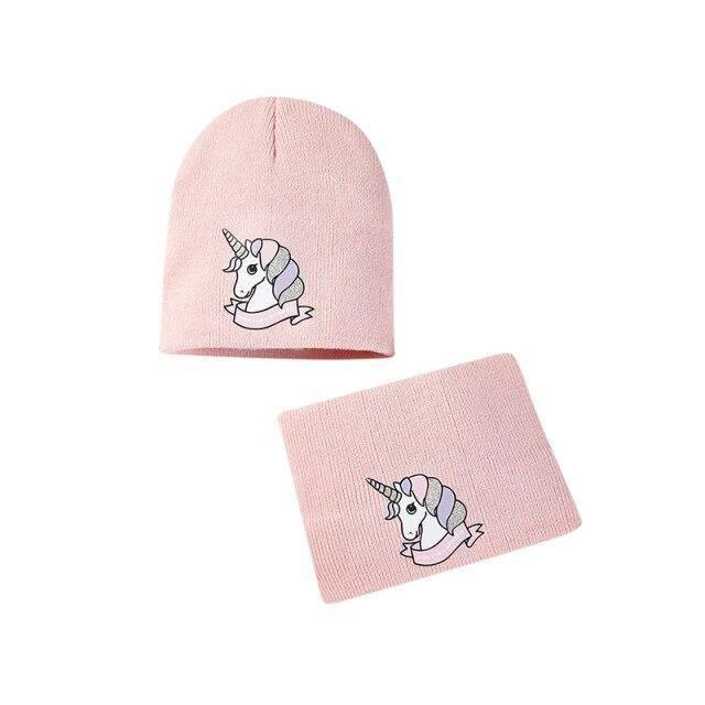 Bonnet Licorne Deux Pièces Pour Fille Rose Clair - Une Licorne