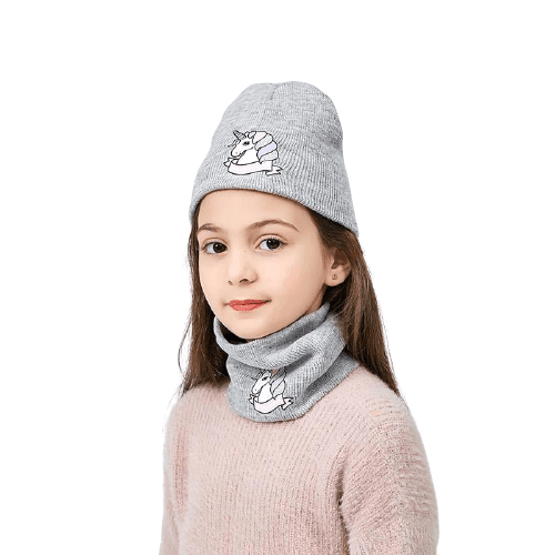Bonnet Licorne Deux Pièces Pour Fille Gris Clair - Une Licorne