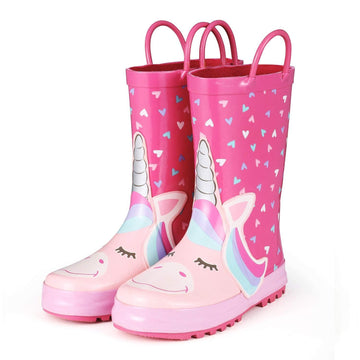 Bottes de pluie licorne coeurs multicolores