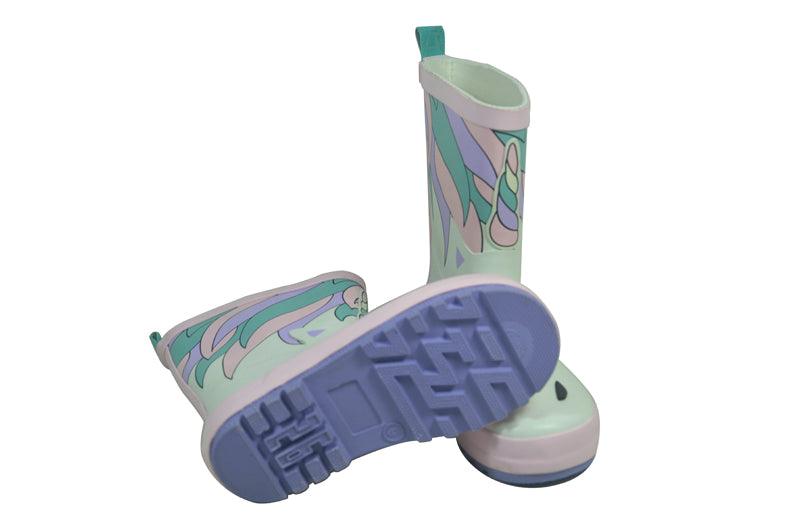 Bottes de pluie licorne garçon vert
