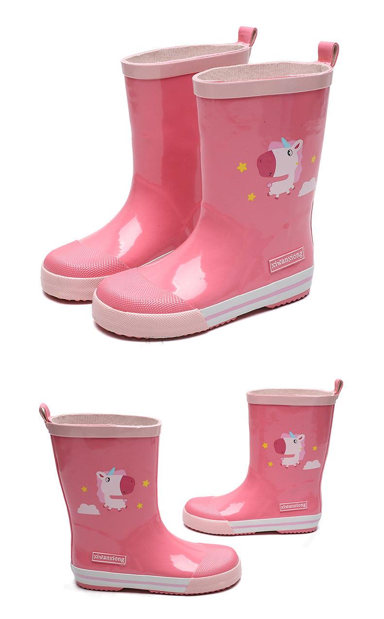 Bottes de pluie licorne rose effet brillant