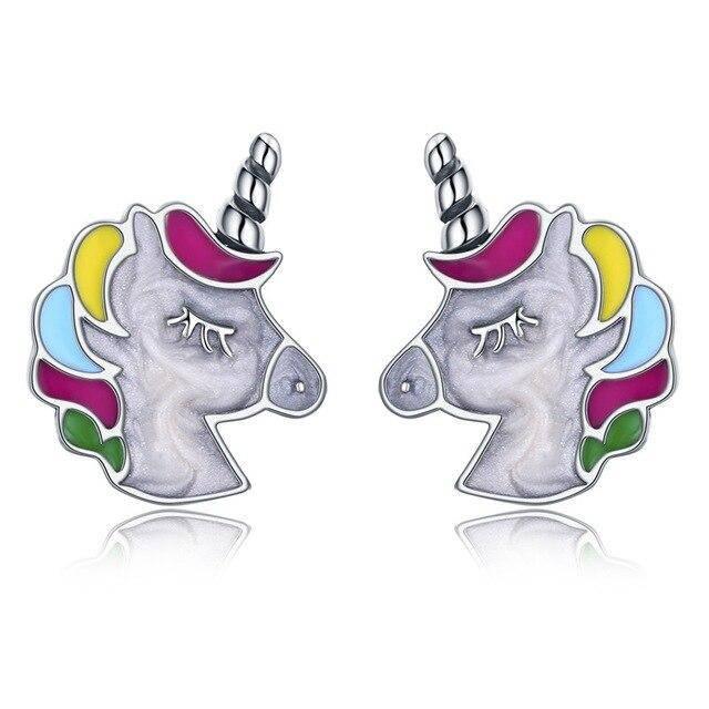 Boucles d'Oreilles Licorne<br> Argent Dormeuse - Une Licorne