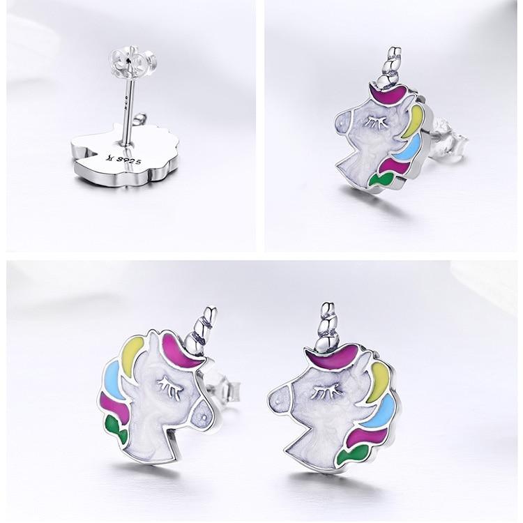 Boucles d'Oreilles Licorne<br> Argent Dormeuse - Une Licorne