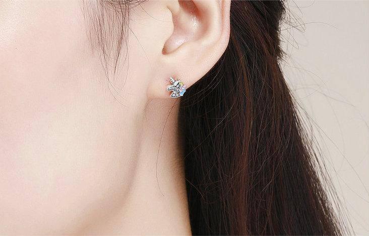 Boucles d'Oreilles Licorne<br> Argent Femme - Une Licorne