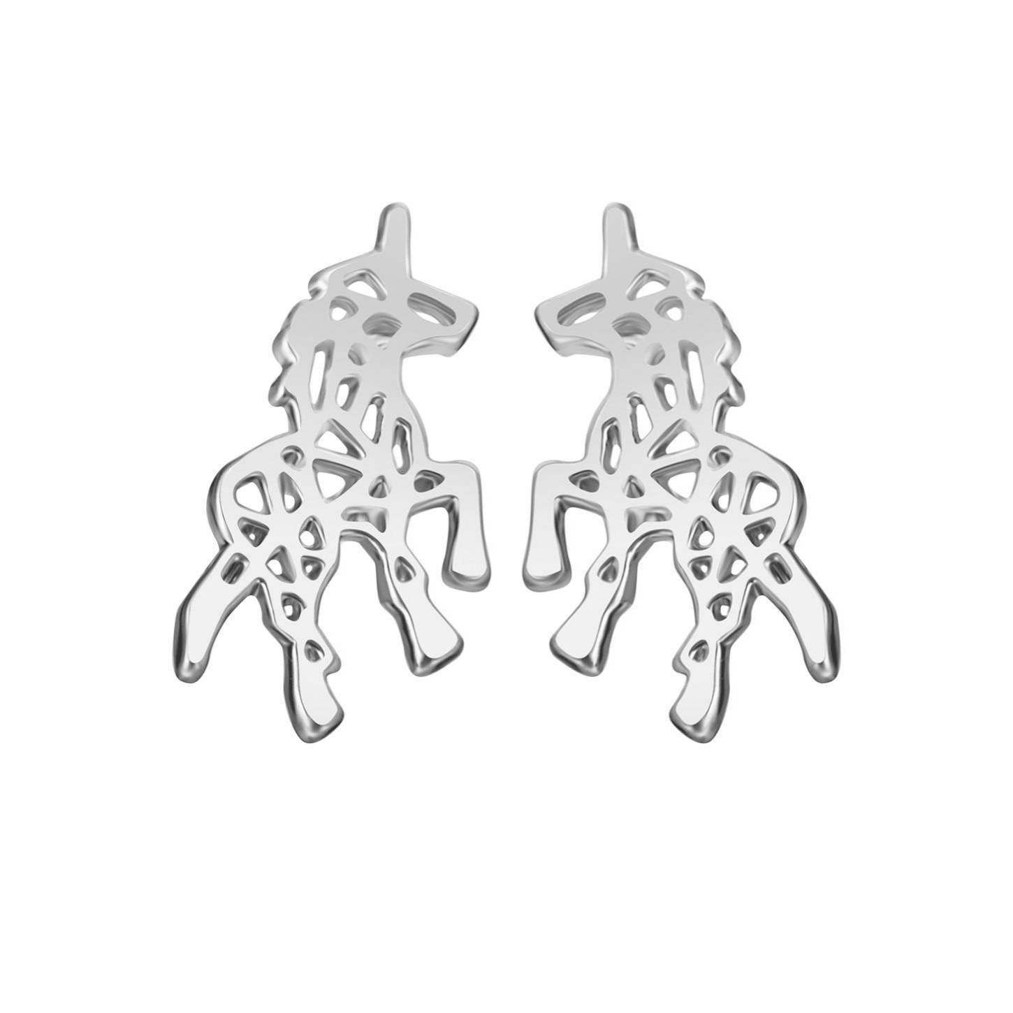 Boucles d'Oreilles Licorne<br> Argentées - Une Licorne