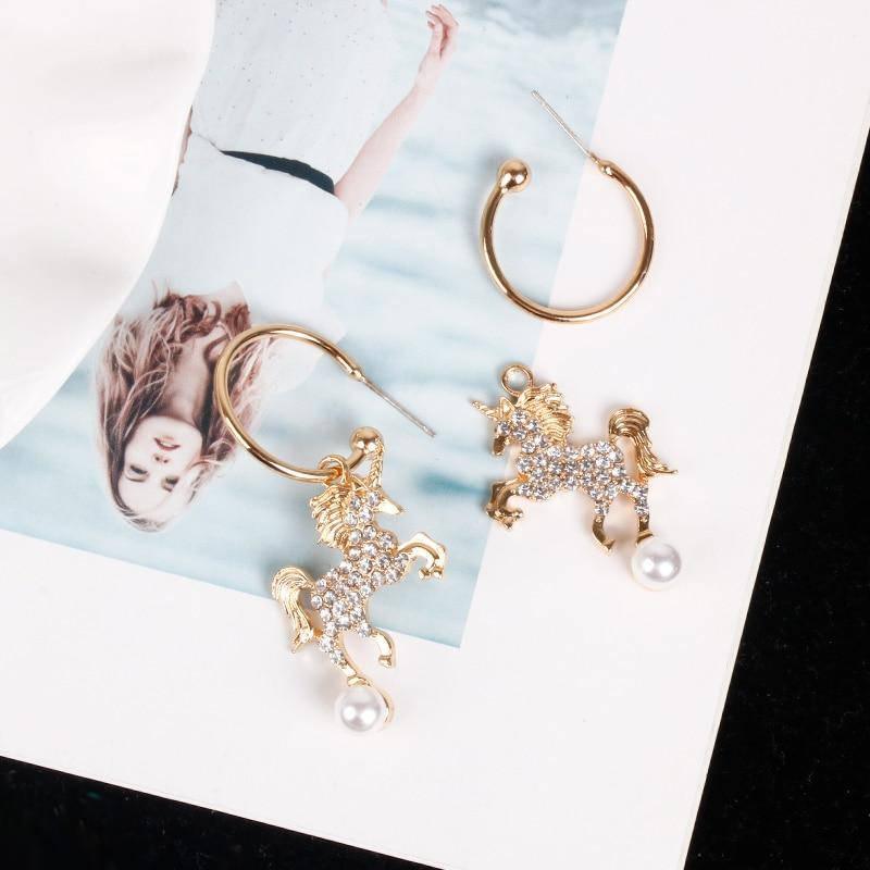 Boucles d'Oreilles Licorne<br> Créoles - Une Licorne