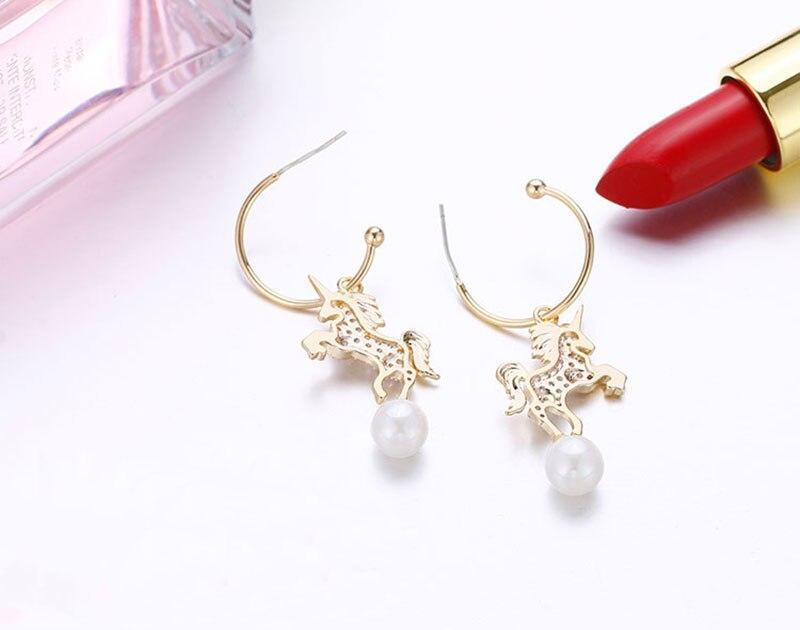 Boucles d'Oreilles Licorne<br> Créoles - Une Licorne