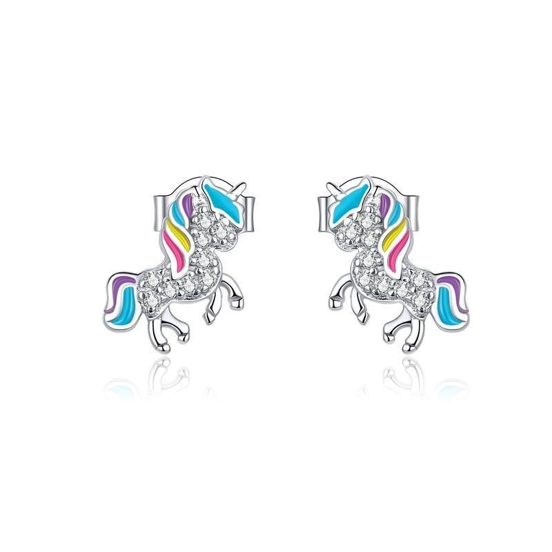 Boucles d'Oreilles Licorne<br> Cubique Zircon - Une Licorne