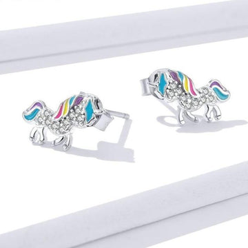 Boucles d'Oreilles Licorne<br> Cubique Zircon - Une Licorne