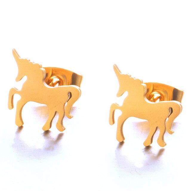 Boucles d'Oreilles Licorne<Br> Dorée - Une Licorne