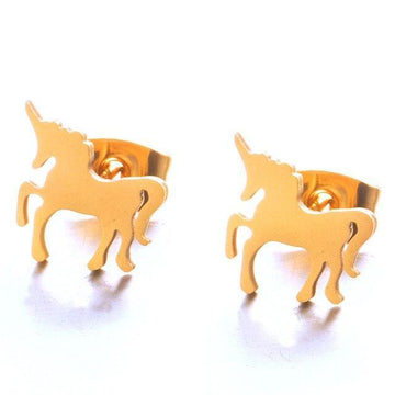 Boucles d'Oreilles Licorne<Br> Dorée - Une Licorne