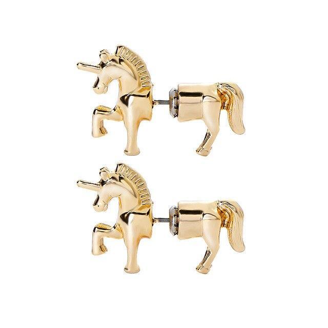 Boucles d'Oreilles Licorne<br> Dorées - Une Licorne