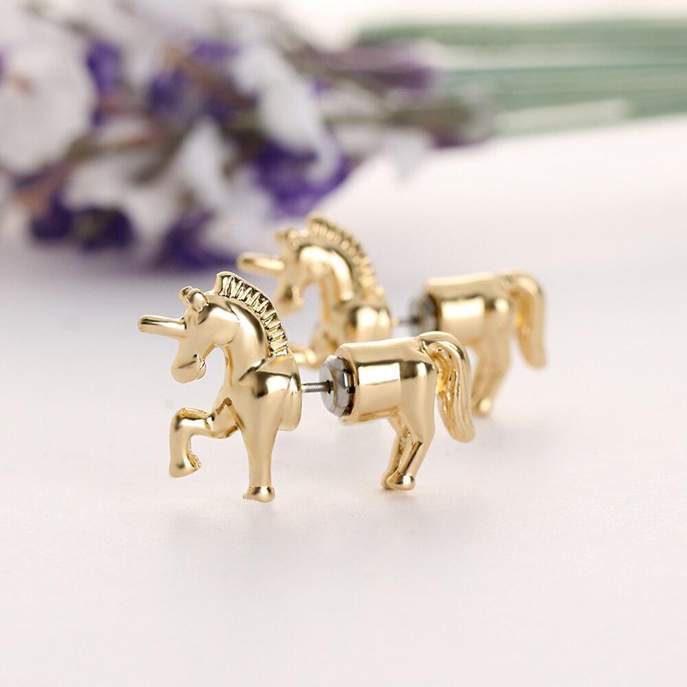 Boucles d'Oreilles Licorne<br> Dorées - Une Licorne