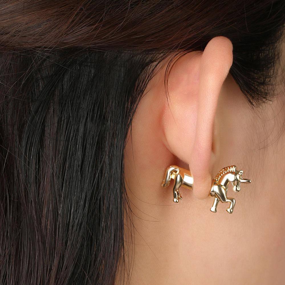 Boucles d'Oreilles Licorne<br> Dorées - Une Licorne
