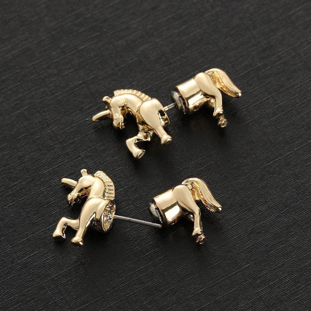 Boucles d'Oreilles Licorne<br> Dorées - Une Licorne