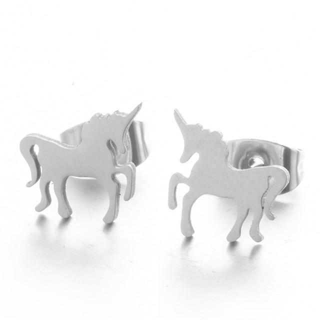 Boucles d'Oreilles Licorne clou d'oreille - Une Licorne