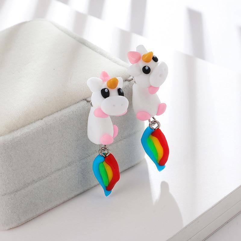Boucles d'Oreilles Licorne<br> Fimo - Une Licorne
