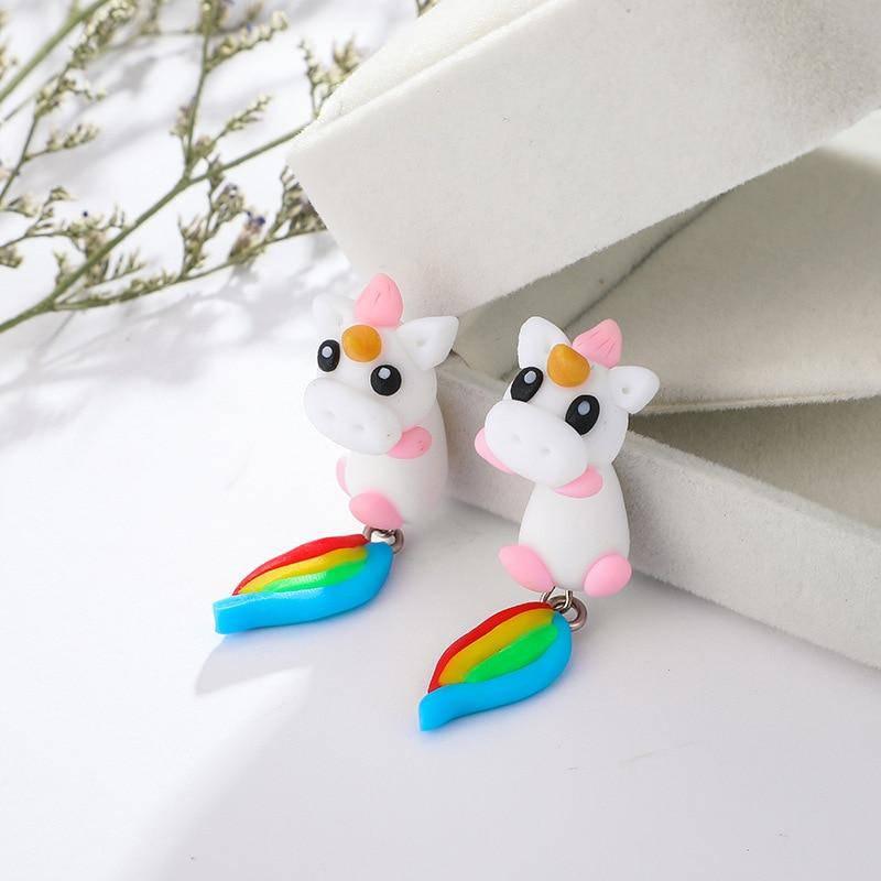 Boucles d'Oreilles Licorne<br> Fimo - Une Licorne