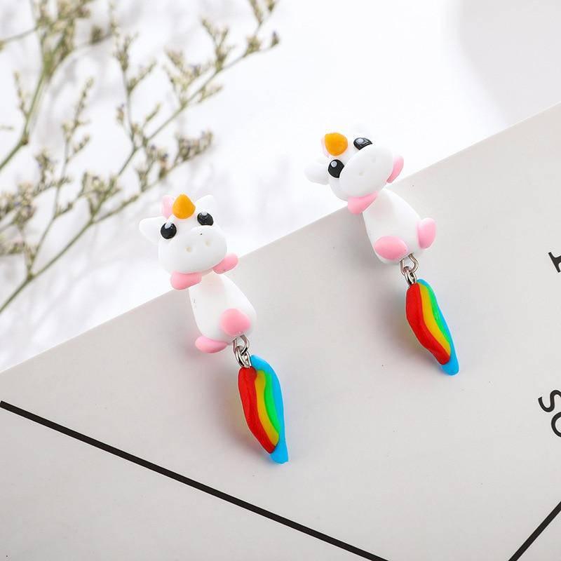Boucles d'Oreilles Licorne<br> Fimo - Une Licorne